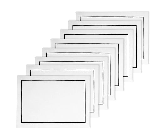 Black and White Placemats - Embroidered Edges