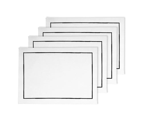 Black and White Placemats - Embroidered Edges