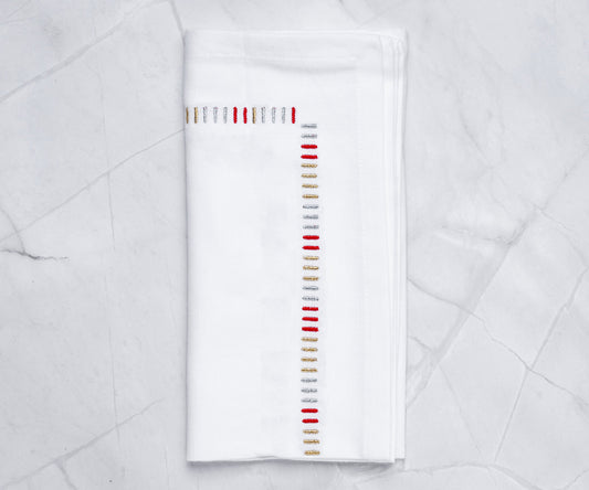 Harmonie Napkin in Gold Red Silver
