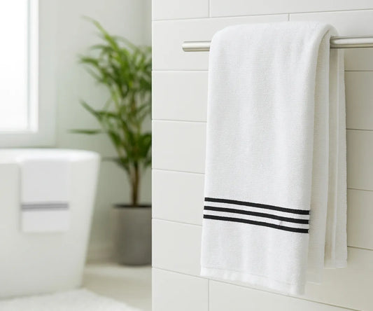Black and White Striped Bath Towels