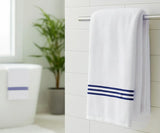 Navy and White Bath Towel - Striped