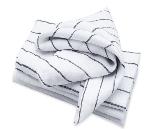 Striped linen Napkins - Black