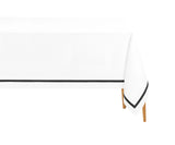 White Tablecloth - Black Satin Trim