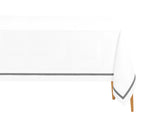 White Rectangle Tablecloth - Grey Satin