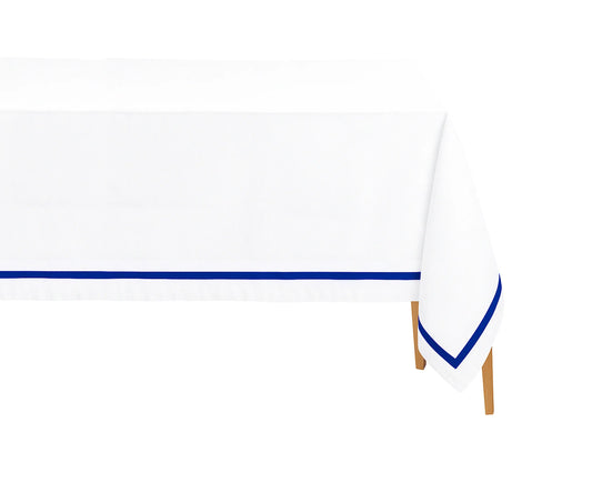 Satin Trim Tablecloth - Blue Border
