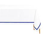 Satin Trim Tablecloth - Blue Border