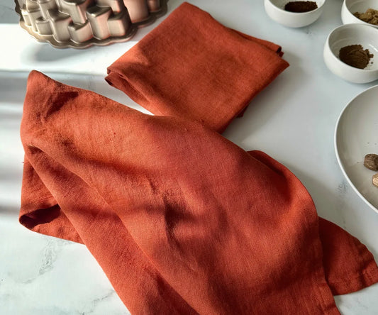 Rust Linen Hand Towels