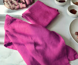Magenta Pink Linen Dish Towels