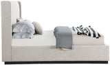 Logan Linen Textured Fabric Bed with Tall Channel Tufted Headboard and Modern Wingback Design