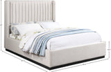 Logan Linen Textured Fabric Bed with Tall Channel Tufted Headboard and Modern Wingback Design