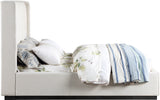 Logan Linen Textured Fabric Bed with Tall Channel Tufted Headboard and Modern Wingback Design