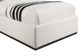 Logan Linen Textured Fabric Bed with Tall Channel Tufted Headboard and Modern Wingback Design