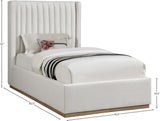 Logan Linen Textured Fabric Bed with Tall Channel Tufted Headboard and Modern Wingback Design