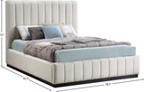 Lucia Upholstered Bed - Stylish Linen Textured Fabric, Deep Channel Tufting & Solid Wood Base Design