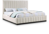 Lucia Upholstered Bed - Stylish Linen Textured Fabric, Deep Channel Tufting & Solid Wood Base Design