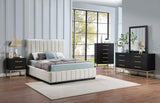 Lucia Upholstered Bed - Stylish Linen Textured Fabric, Deep Channel Tufting & Solid Wood Base Design