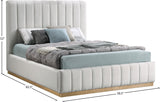 Lucia Upholstered Bed - Stylish Linen Textured Fabric, Deep Channel Tufting & Solid Wood Base Design