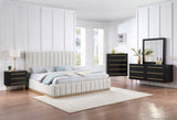 Lucia Upholstered Bed - Stylish Linen Textured Fabric, Deep Channel Tufting & Solid Wood Base Design