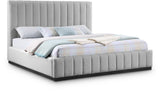 Lucia Upholstered Bed - Stylish Linen Textured Fabric, Deep Channel Tufting & Solid Wood Base Design