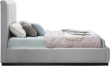 Lucia Upholstered Bed - Stylish Linen Textured Fabric, Deep Channel Tufting & Solid Wood Base Design