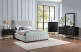 Lucia Upholstered Bed - Stylish Linen Textured Fabric, Deep Channel Tufting & Solid Wood Base Design