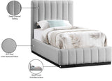 Lucia Upholstered Bed - Stylish Linen Textured Fabric, Deep Channel Tufting & Solid Wood Base Design
