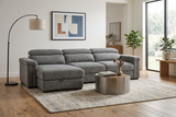 Lucious Gray Double Slider Power Sectional Sofa w/ Storage LAF Chaise