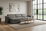 Lucious Gray Double Slider Power Sectional Sofa w/ Storage LAF Chaise
