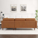 Lucco  Genuine Leather Sectional In Cognac Tan Left Facing