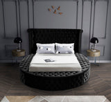Luxus Round Velvet Bed with Deep Button Tufting, Spacious Storage, and Contemporary Style Design