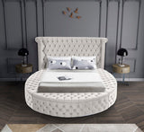 Luxus Round Velvet Bed with Deep Button Tufting, Spacious Storage, and Contemporary Style Design