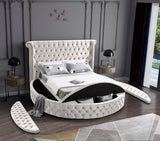 Luxus Round Velvet Bed with Deep Button Tufting, Spacious Storage, and Contemporary Style Design
