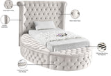 Luxus Round Velvet Bed with Deep Button Tufting, Spacious Storage, and Contemporary Style Design