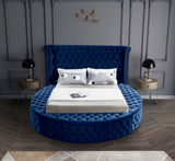 Luxus Round Velvet Bed with Deep Button Tufting, Spacious Storage, and Contemporary Style Design