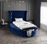 Luxus Round Velvet Bed with Deep Button Tufting, Spacious Storage, and Contemporary Style Design