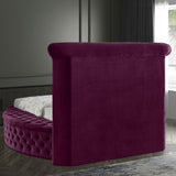 Luxus Round Velvet Bed with Deep Button Tufting, Spacious Storage, and Contemporary Style Design