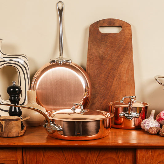 Mauviel M'Heritage M'150 S Copper 10-Piece Copper Cookware Set With Cast Stainless Steel Handles And Curved Lid