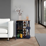 TUHOME Bar Cart with Two External Shelves, Six-Bottle Wine Rack, Single-Door Storage Cabinet and Four Casters, Modern Mobile Serving Station for Home Entertaining, Organized Bar Accessories and Beverage Display