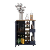 TUHOME Bar Cart with Two External Shelves, Six-Bottle Wine Rack, Single-Door Storage Cabinet and Four Casters, Modern Mobile Serving Station for Home Entertaining, Organized Bar Accessories and Beverage Display