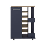 TUHOME Bar Cart with Two External Shelves, Six-Bottle Wine Rack, Single-Door Storage Cabinet and Four Casters, Modern Mobile Serving Station for Home Entertaining, Organized Bar Accessories and Beverage Display