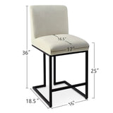 Mason 25" Modern Metal Frame Upholstered Counter Stool (Set of 2)