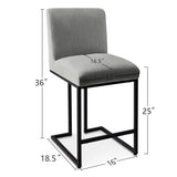 Mason 25" Modern Metal Frame Upholstered Counter Stool (Set of 2)