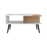 Aranjuez 29" Wide Modern Coffee Table with Three Open Shelves, Rectangular Living Room Center Table with Metal Legs, Contemporary Storage Table for Books, Decor, Electronics and Everyday Use