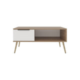 Wenden Modern Coffee Table with Big Drawer and Open Shelf, Rectangular Center Table with Storage for Books & Décor, Sturdy Manufactured Wood Design