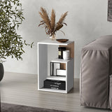 TUHOME Everet 25-Inch High Three-Tier Side Table with Tray-Style Top and Dual Lower Shelves, Compact End Table for Living Room, Sofa Side Storage, Modern Small-Space Organizer for Coffee, Décor and Everyday Essentials