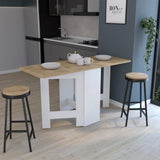 TUHOME Gateleg Folding Table with Space-Saving Drop-Leaf Design, Compact Foldable Structure and Sturdy Work Surface Offering Versatile Dining, Crafting and Home Office Functionality for Modern Small-Space Living