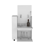 Glasgow Bar Cart with Two Pull-Down Door Cabinets, Two Open Shelves, Smooth Rolling Wheels with Brake System, Compact Mobile Serving Cart for Home Entertaining, Kitchen Storage and Living Room Organization