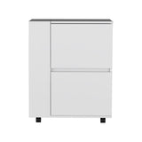 Glasgow Bar Cart with Two Pull-Down Door Cabinets, Two Open Shelves, Smooth Rolling Wheels with Brake System, Compact Mobile Serving Cart for Home Entertaining, Kitchen Storage and Living Room Organization