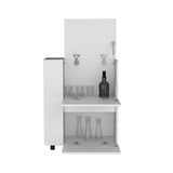 Glasgow Bar Cart with Two Pull-Down Door Cabinets, Two Open Shelves, Smooth Rolling Wheels with Brake System, Compact Mobile Serving Cart for Home Entertaining, Kitchen Storage and Living Room Organization