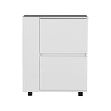 Glasgow Bar Cart with Two Pull-Down Door Cabinets, Two Open Shelves, Smooth Rolling Wheels with Brake System, Compact Mobile Serving Cart for Home Entertaining, Kitchen Storage and Living Room Organization